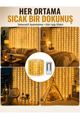 Geneloem 300 Led Perde Işık – Sıcak Beyaz Dekoratif Aydınlatma Yeni Nesil - Stepco4353-1865
