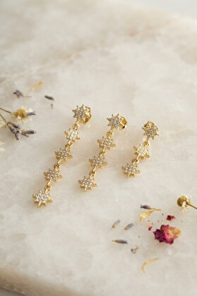 Evi̇mdeyokyok 3 Lü Set Küpe Gold Renk Kutup Yıldızı Detaylı Tj-Bkp11948