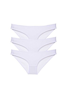 Ethab Ticaret Glb-Stl41414 3 Adet Süper Eko Set Likralı Kadın Slip Külot Beyaz