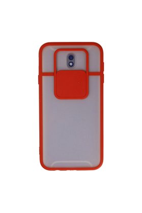 Evimdeyokyok Samsung Galaxy J7 Pro / J730 Kılıf Palm Buzlu Kamera Sürgülü Silikon - Kırmızı