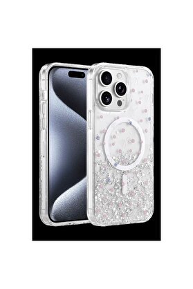 Ethab Ticaret Glb-Stl41414 Onegif İphone 15 Pro Max Misk Simli Magsafe Kapak - Desen 1