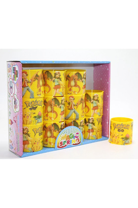 Erturkstore Pokemon Baskılı Stres Yayı - Sarı Plastik Nostaljik Oyuncak 12 Li Seti Alk3984