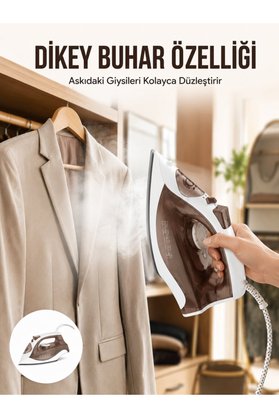 Egecen Kahverengi Buharlı Ütü 2200W Sürekli Buhar 120 G Şok Buhar - Ecr5454-3615