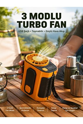 Ethab Giyim Taşınabilir Usb Şarjlı Turbo Fan – 3 Modlu Soğutma Hafif & Kompakt - Glst7062-2665