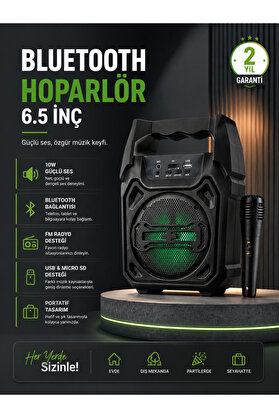 Lutesya 10W Güçlü Ses Performanslı Bluetooth Karaoke Hoparlörü