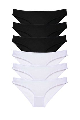 Ethab Ticaret Glb-Stl41414 6 Adet Eko Set Likralı Kadın Slip Külot Siyah Beyaz