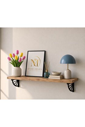 Mavira Dizayn Güneş Duvar Rafı | Uçan Raf | Metal Konsollu Dekoratif Raf