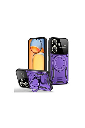 Ethab Ticaret Glb-Stl41414 Redmi 13C Kılıf Joy Lens Standlı Kapak - Mor