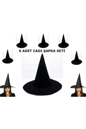 Ethab Ticaret Glb-Stl41414 Siyah Cadı Şapkası Keçe Yetişkin Boy 6 Adet