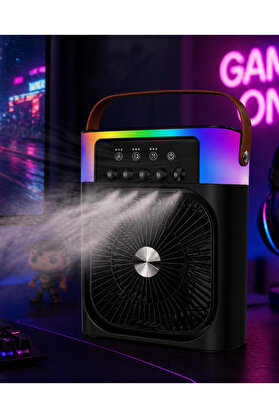 Emvera Taşınabilir Mini Klima Nemlendirici Fan Rgb Led Aydınlatmalı Usb Fan