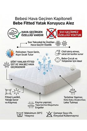 Bebesi 70X110 Cm Kapitoneli Hava Geçirgen Bebe Fitted Yatak Koruyucu Alez