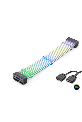 Evi̇mdeyokyok 2X8 Pi̇n Argb Pci̇e Gpu Güç Uzatma Kablosu Bükülebi̇li̇r 2 Mm 108 Led Si̇yah Nd2813B