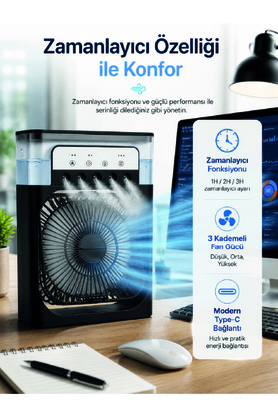 Lumetra Store Su Hazneli Püskürtmeli Fan 1-3-5 Püskürtme Seçeneği, Type-C Güç Girişi