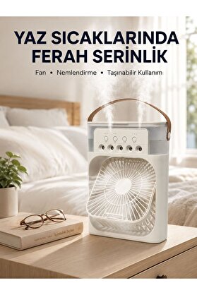 Ethab Giyim Taşınabilir 3 Ü 1 Arada Mini Fan | Nemlendirici + Soğutucu + Gece Lambası Yeni - Glst3122-603