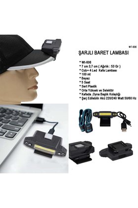 Ethab Ticaret Şarjlı Baret Lambası Wt-606