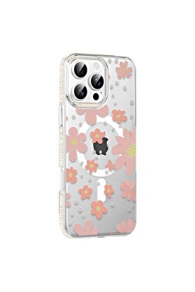 Ethab Ticaret Glb-Stl41414 Joko İphone 16 Pro Floral Magsafe Kapak - Pembe