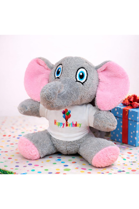 Evi̇mdeyokyok Happy Bi̇rthday Ti̇şörtlü Peluş Oyuncak Fi̇l
