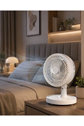 Ezere Sessiz Çalışan Mini Masaüstü Fan 2 Kademeli Otomatik Salınımlı - Karbul7173-9657