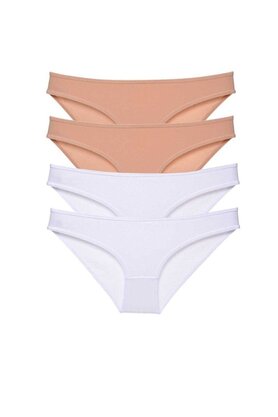 Ethab Ticaret Glb-Stl41414 4 Adet Süper Eko Set Likralı Kadın Slip Külot Ten Beyaz