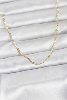 Ethab Giyim Cm 14K Gold Renk Yassı Zincir Model 60 Cm Kadın Kolye 5886 - Glst4724-4917