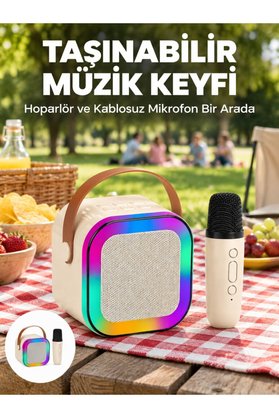 Sepetrota Kablosuz Karaoke Mikrofon Hoparlör Seti Güçlü Ses Çıkışı Yeni Nesil - Sptrot8734-4307