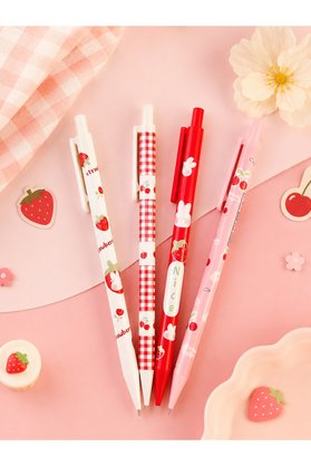 ÖZ OFİS Strawberry Çilek Temalı 0.7 Uçlu Kalem - Hafif & Kolay Tutuş - İnce Şık Tasarım - Tekli