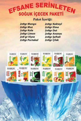 Mahbuba Efsane Serinleten Soğuk Toz İçecek 24 Adet Karışık Meyve Paketleri