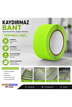 Evi̇mdeyokyok Yeşi̇l Fosforlu Kaydırmaz Bant 5Cmx5M Yeşi̇l Fosforlu Merdi̇ven Kaydırmaz Bandı