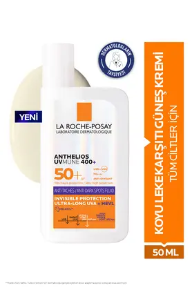 La Roche Posay Anthelios Uvmune Anti Dark Spots Fluid Lekeli Ciltler İçin Yüksek Koruma SPF50+ Yüz Güneş Kremi 50ml