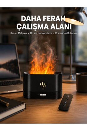 Ethab Giyim Aromatik Oda Kokusu Difüzörü Alev Tasarımlı Led Işıklı Nemlendirici Yeni Nes - Glst8056-247