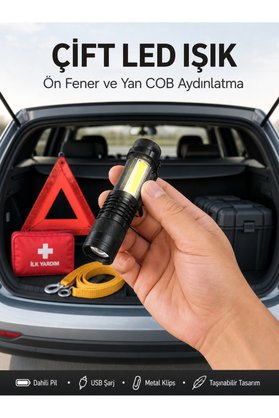Lutesya Taşınabilir Şarjlı Led Fener - 4 Modlu, 2000Lm, Ayarlanabilir Odak Yeni Nesil
