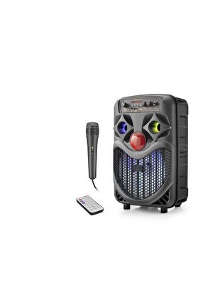 Evi̇mdeyokyok Karaoke Mi̇krofonlu Bluetooth Hoparlör Fm Radyo 10W 8 İnç Rgb Si̇yah Ndrp66