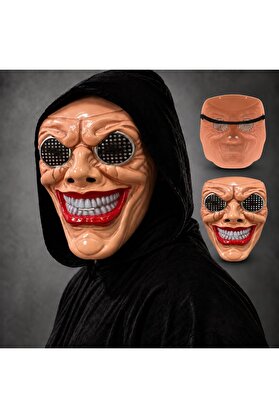 Evimdeyokyok Kırmızı Ağız Ve Beyaz Diş Detaylı File Gözlü Maske