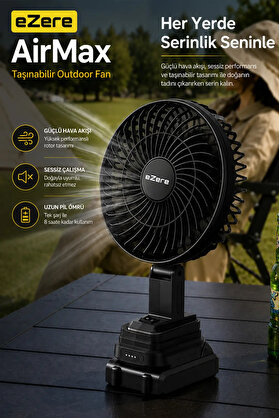 Ethab Giyim Ezere Airmax Şarjlı Taşınabilir Outdoor Fan Vantilatör St-7997-(5775) - Glst6795-3424