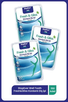 StopEver Well Tooth Kürdanlı Diş İpi Fresh & Gliss 3 Adet x 50'li Plastik Kutulu