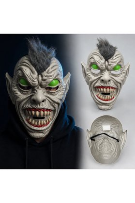 Ethab Ticaret Neon Yeşil Gözlü Saçlı Canavar Plastik Maske