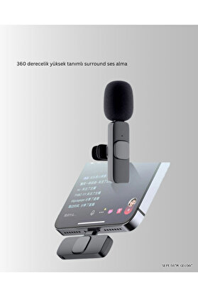 Zero Land Spt-Gld İphone İçin Çift Mikrofonlu Telsiz Yaka Mikrofonu 360 Derece (14107) Hd Ses