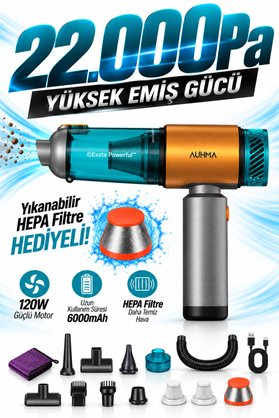 auhma Profesyonel Kablosuz Araç İçi El Süpürgesi & Hava Üfleyici