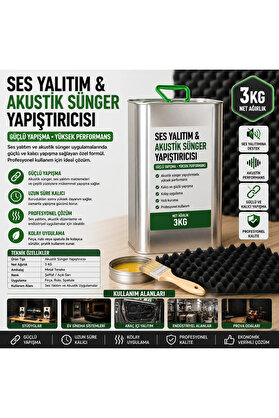 Evi̇mdeyokyok Ses Yalıtım Ve Akusti̇k Sünger Yapıştırıcısı 3 Kg – Güçlü Yapışkanlı Akusti̇k Sünger Tutkalı