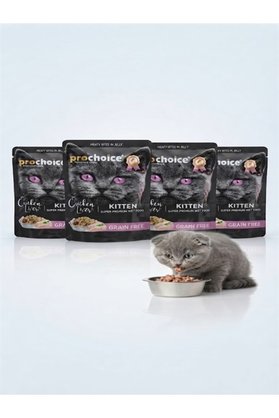 Prochoice Tavuklu Ve Ciğerli Tahılsız Yavru Kedi Yaş Mama 85 Gr (4 Lü Avantaj Paketi)