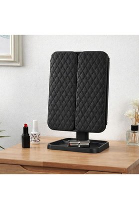 Go İthalat Siyah Renkli 2 Kapaklı,3 Farklı Dokunmatik Led Ayarlı Usb Şarj İle Şarj Olabilen Makyaj Aynası () Gl