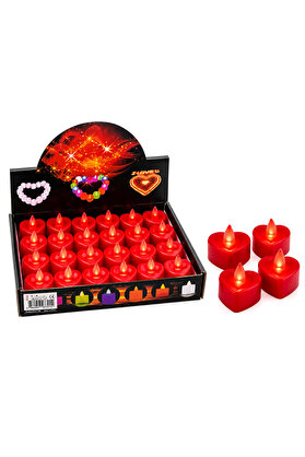 Go İthalat 24 Adet Pilli Kapli - Kırmızı Renkli Led Mum Çap  4Cm Yükseklik  3.7Cm İ10-023 () Glbl-Stl57839