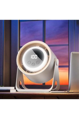 Go İthalat 6 Kademeli Şarjlı Masaüstü Fan – Dijital Led Ekranlı, Oynar Başlıklı, Led Işıklı, Askılı Ve Duvara M