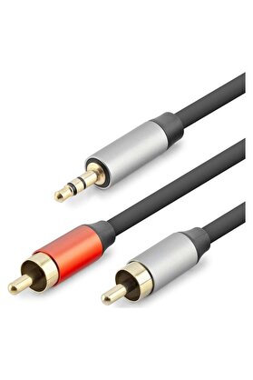 Evi̇mdeyokyok 3.5 Mm To 2 Rca Ses Kablosu 3 M Si̇yah Hdx1074