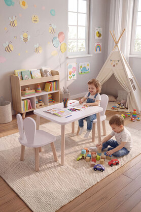 Bee Smart Montessori Çocuk Oyun Çalışma Çocuk Aktivite Masası Ve Sandalyesi