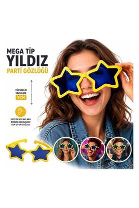 Evi̇mdeyokyok Mega Ti̇p Yıldız Parti̇ Gözlüğü Sarı Renk
