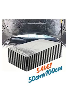 Evi̇mdeyokyok Araç Oto Kaput Kapı Taban Davlumbaz Ses Yalıtım Malzemesi̇ 6Mm Alm. Folyolu Kauçuk 50Cmx100Cm 5Adet