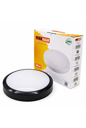 Go İthalat 20W Siyah Metal Kasa Sıva Üstü Yuvarlak Ledli Glop Armatür Ip20 6500K - 1800Lm E1212/S () Glbl-Stl57
