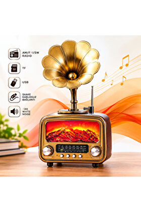 Evi̇mdeyokyok Vi̇ntage Retro Bluetooth Hoparlör Gramofon Tasarımlı Am Fm Sw Radyo Usb Tf Kartlı Rt-422