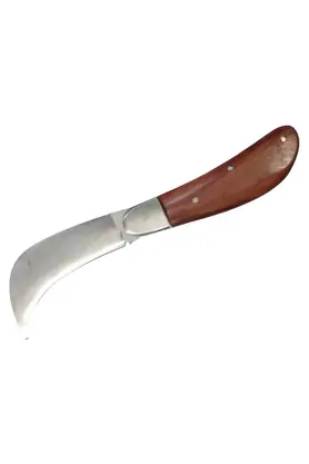 Evi̇mdeyokyok Bursa Çeli̇k Eğri̇ Bağ / Kablo / Aşı Çakısı, Ahşap Saplı - 22 Cm